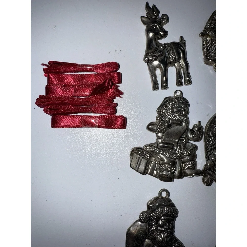 Christmas Gorham  Silver Plated Ornaments‎ Set 0f 8 Angel Santa Reindeer T